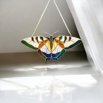 Yellow swallowtail butterfly stained resin window hangings