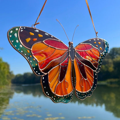 Monarch butterfly stained resin window hangings