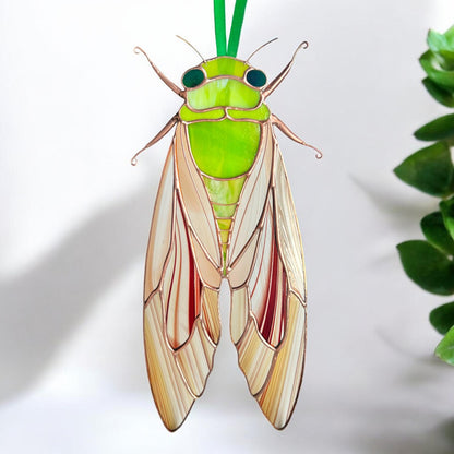 Cicada stained resin window hangings