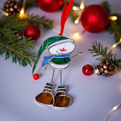 Stained Glass Snowman Ornament