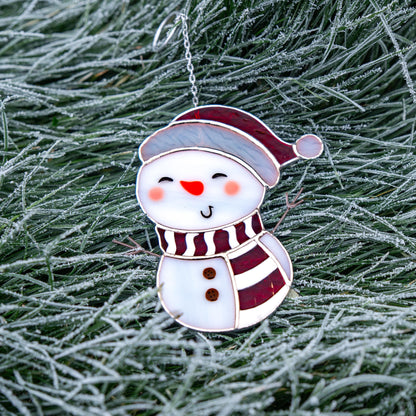 Snowman stained glass suncatcher Grandparents Christmas