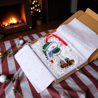 Stained Glass Snowman Ornament