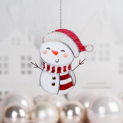 Snowman stained glass suncatcher Grandparents Christmas