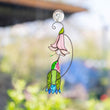 Hummingbird stained glass flower