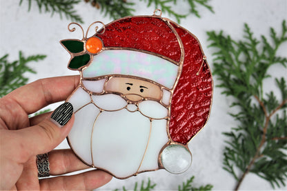 Santa Claus stained glass suncatchers home decor