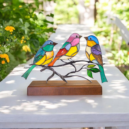 Stained glass birds Mom gifts Modern stained glass panel