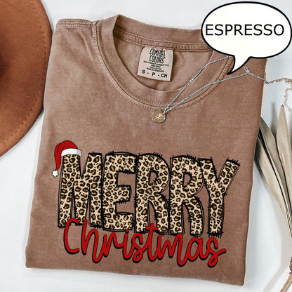 Comfort Colors Leopard Merry Christmas T-Shirt