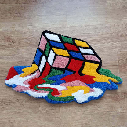 3D Rubik's Cube Tufted Rug, Gamer Gift, Kids Decor