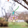 dragonfly and lotus flower Custom stained glass