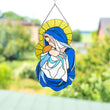 Stained Resin Madonna and Child Suncatcher – Handmade Virgin Mary Wall Hanging
