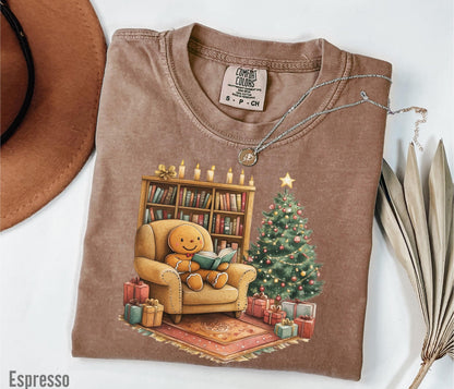 Retro Gingerbread Reading Books Shirt