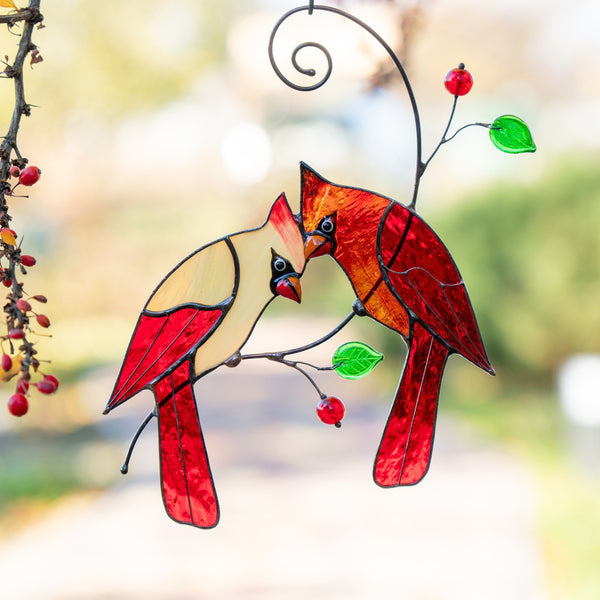 Custom Stained glass cardinal suncatcher