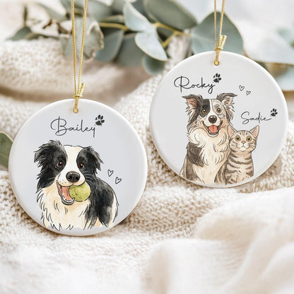 Personalized Watercolor Pet Photo Ornament