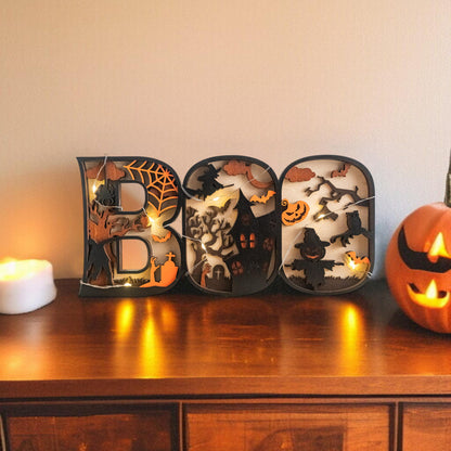 Halloween BOO Sign with LED Lights