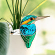 Kingfisher Bird Planter Stained Glass Decor