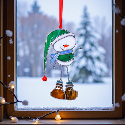 Stained Glass Snowman Ornament