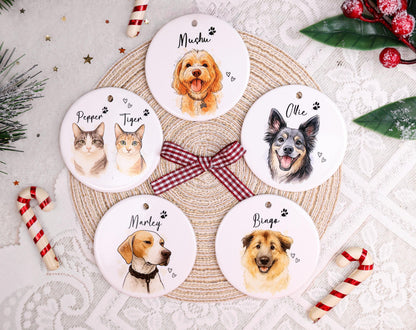 Personalized Watercolor Pet Photo Ornament