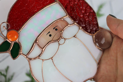 Santa Claus stained glass suncatchers home decor