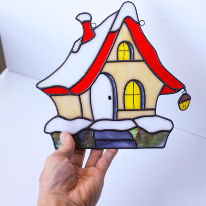 Stained Glass Christmas Village Set