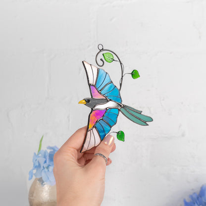Magpie stained glass window hangings