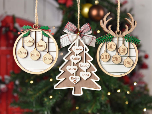Custom Wooden Family Christmas Ornament