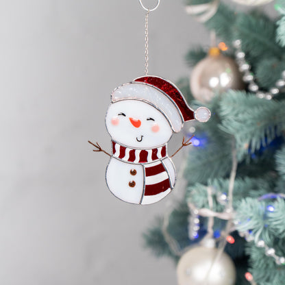 Snowman stained glass suncatcher Grandparents Christmas