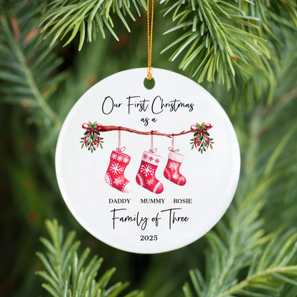 Personalised First Christmas as a Family of 4 Ornament