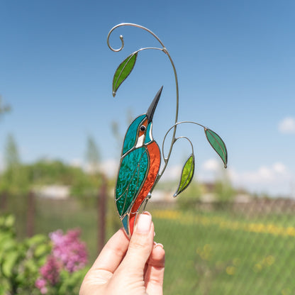 Custom stained glass window bird suncatcher