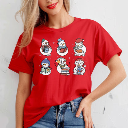 Snowman Reading Book Shirt