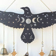 Raven Witch Bells, wood wall decor hanging
