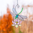 dragonfly and lotus flower Custom stained glass