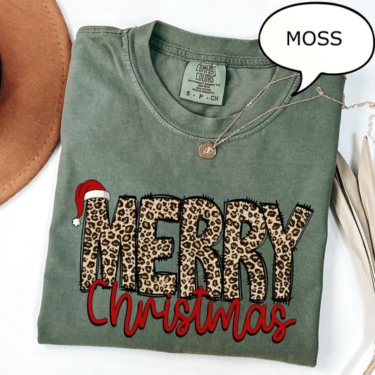 Comfort Colors Leopard Merry Christmas T-Shirt