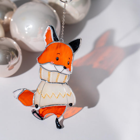 Fox stained glass window hangings