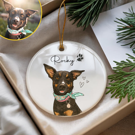 Personalized Watercolor Pet Photo Ornament