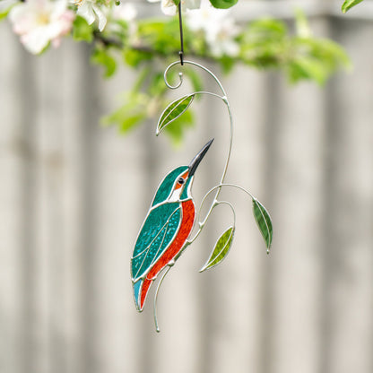 Custom stained glass window bird suncatcher