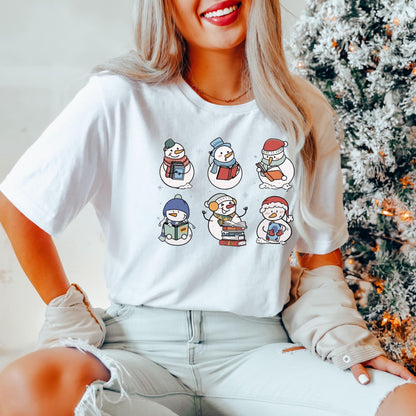 Snowman Reading Book Shirt