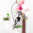 Downy woodpecker stained glass window hangings