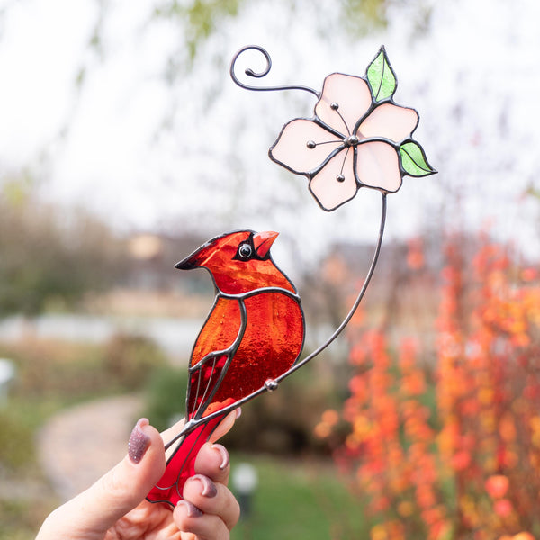 Cardinal stained glass ornament