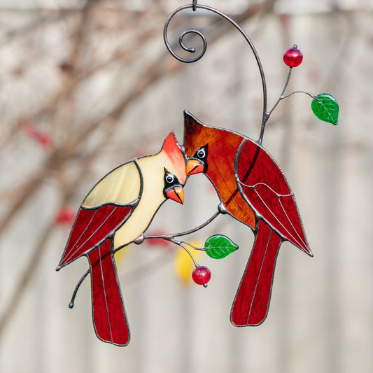 Custom Stained glass cardinal suncatcher