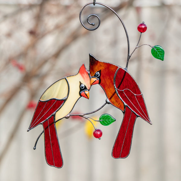 Custom Stained glass cardinal suncatcher