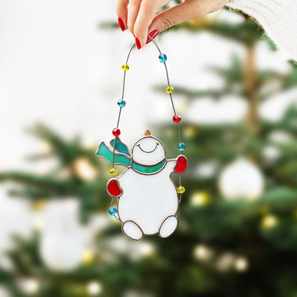 Stained Glass Snowman Christmas Tree Ornament