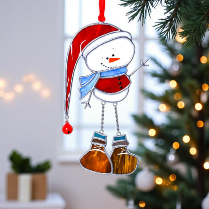 Stained Glass Snowman Ornament