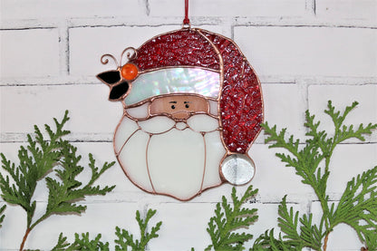 Santa Claus stained glass suncatchers home decor