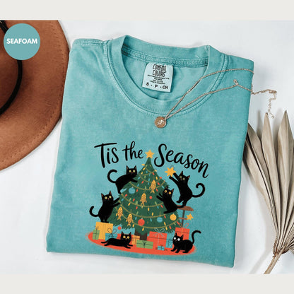 Comfort Colors® Christmas Tree and Cat Shirt