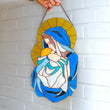 Stained Resin Madonna and Child Suncatcher – Handmade Virgin Mary Wall Hanging