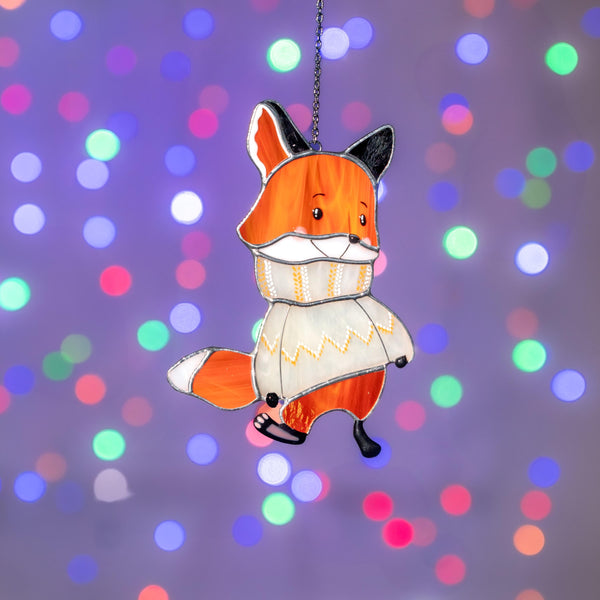 Fox stained glass window hangings