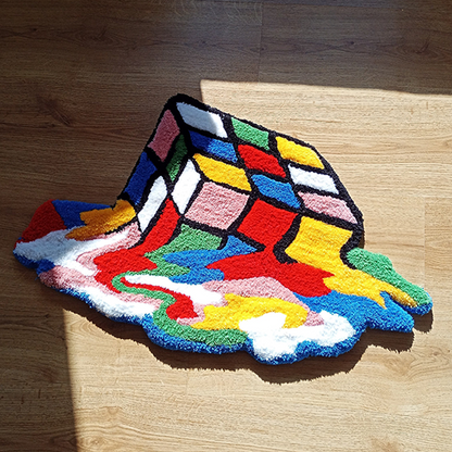 3D Rubik's Cube Tufted Rug, Gamer Gift, Kids Decor