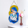 Stained Resin Madonna and Child Suncatcher – Handmade Virgin Mary Wall Hanging