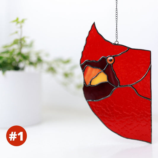 Red Cardinal Stained Glass Window Hangings