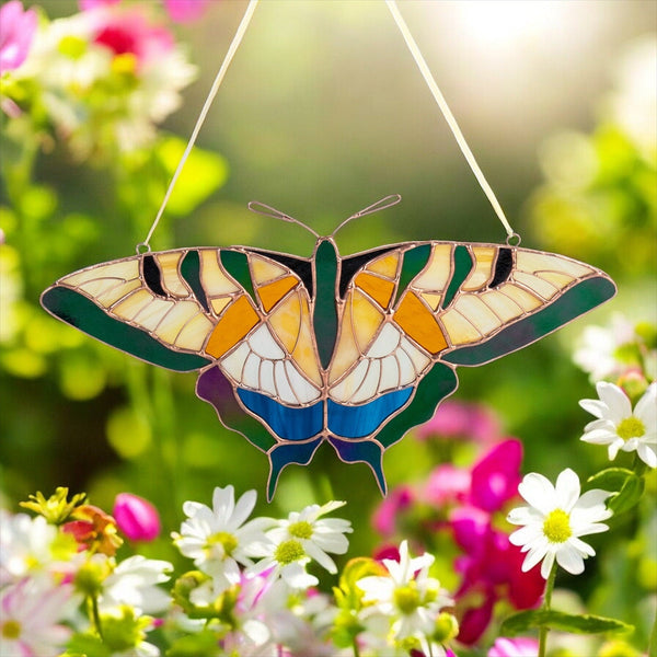 Yellow swallowtail butterfly stained resin window hangings